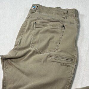 KUHL Revolt Sweat Comfort Pants Mens 35x30 khaki Straight Leg Moisture Wicking